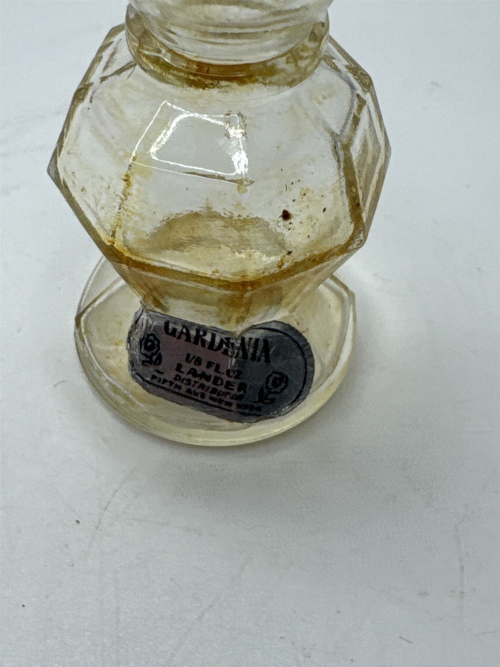 Vintage Gardenia Lander Perfume Bottle Ornate Apothecary Glass Jar