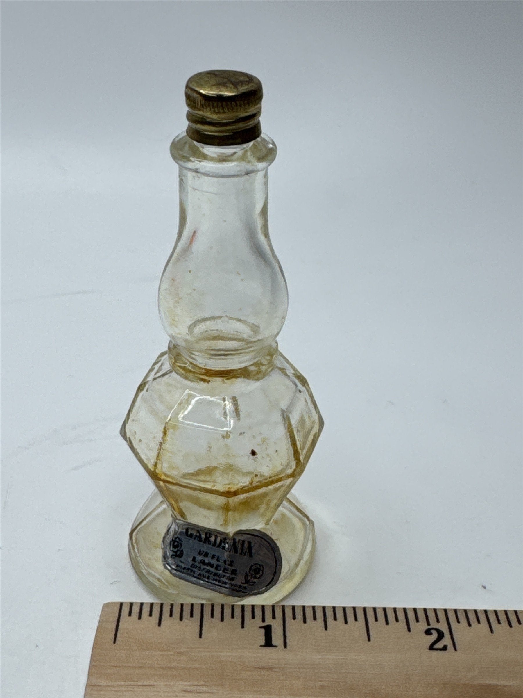 Vintage Gardenia Lander Perfume Bottle Ornate Apothecary Glass Jar