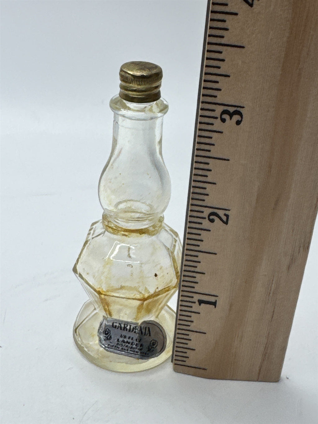 Vintage Gardenia Lander Perfume Bottle Ornate Apothecary Glass Jar