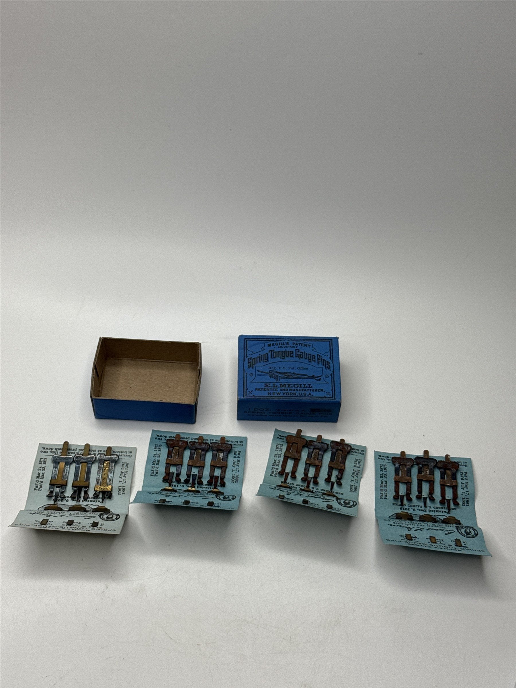 Megill's Patent Letterpress ADJUSTABLE GAUGE PINS Spring New Old Stock