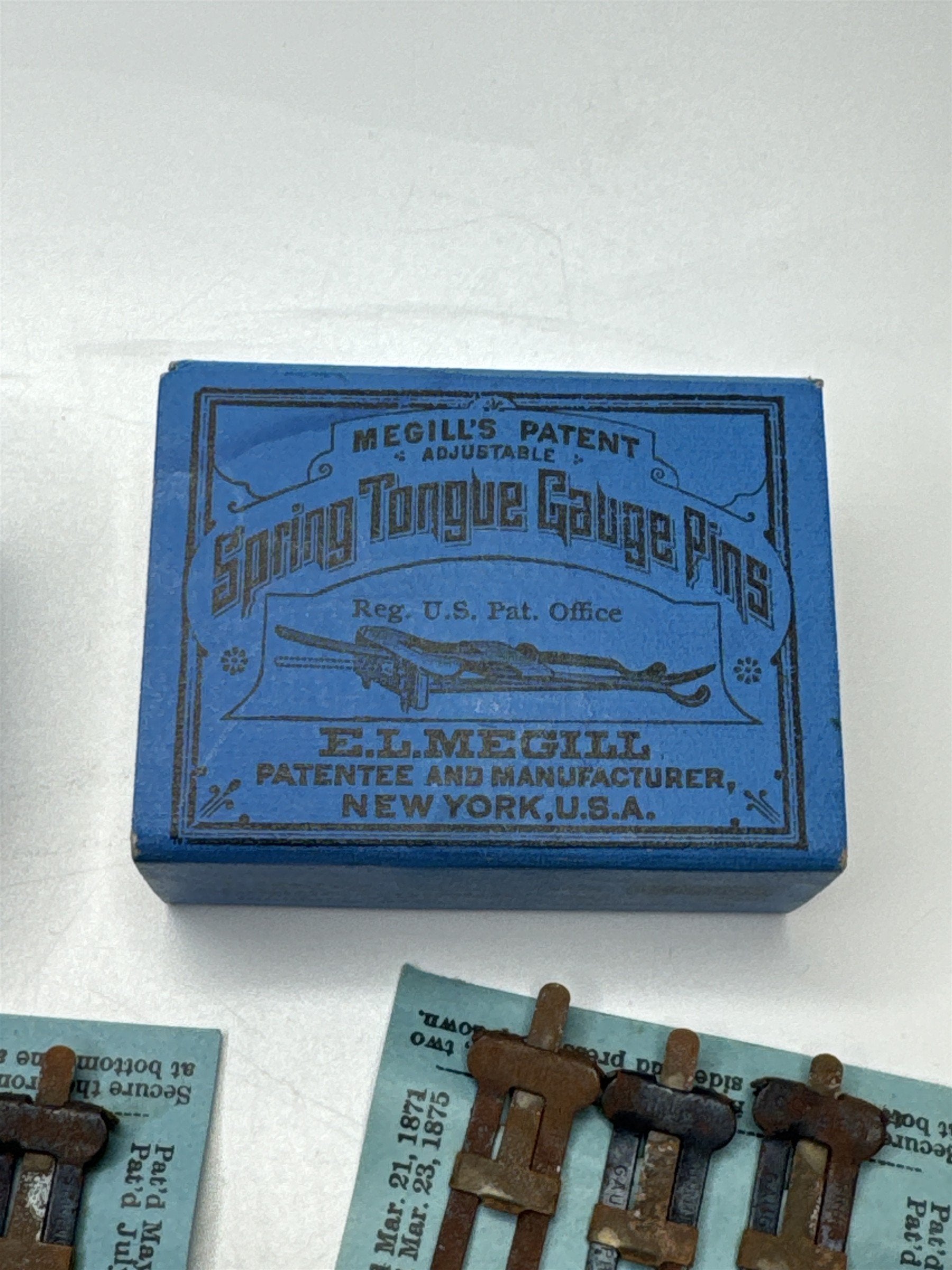 Megill's Patent Letterpress ADJUSTABLE GAUGE PINS Spring New Old Stock
