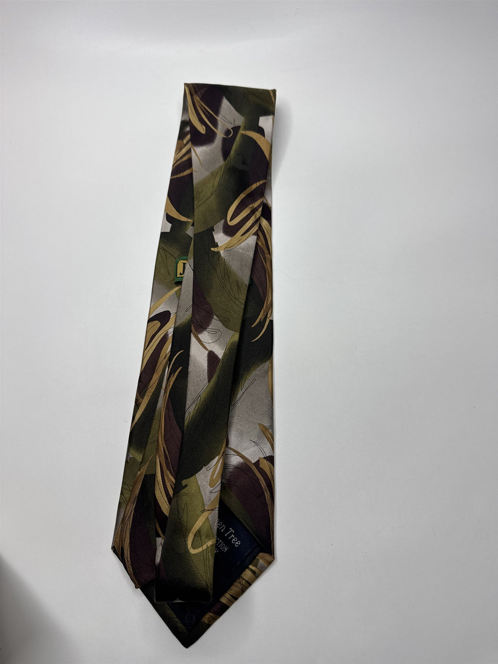 J. Garcia Green Tree Collection Thirty 100% Silk Tie Abstract Green/Brown/Gold