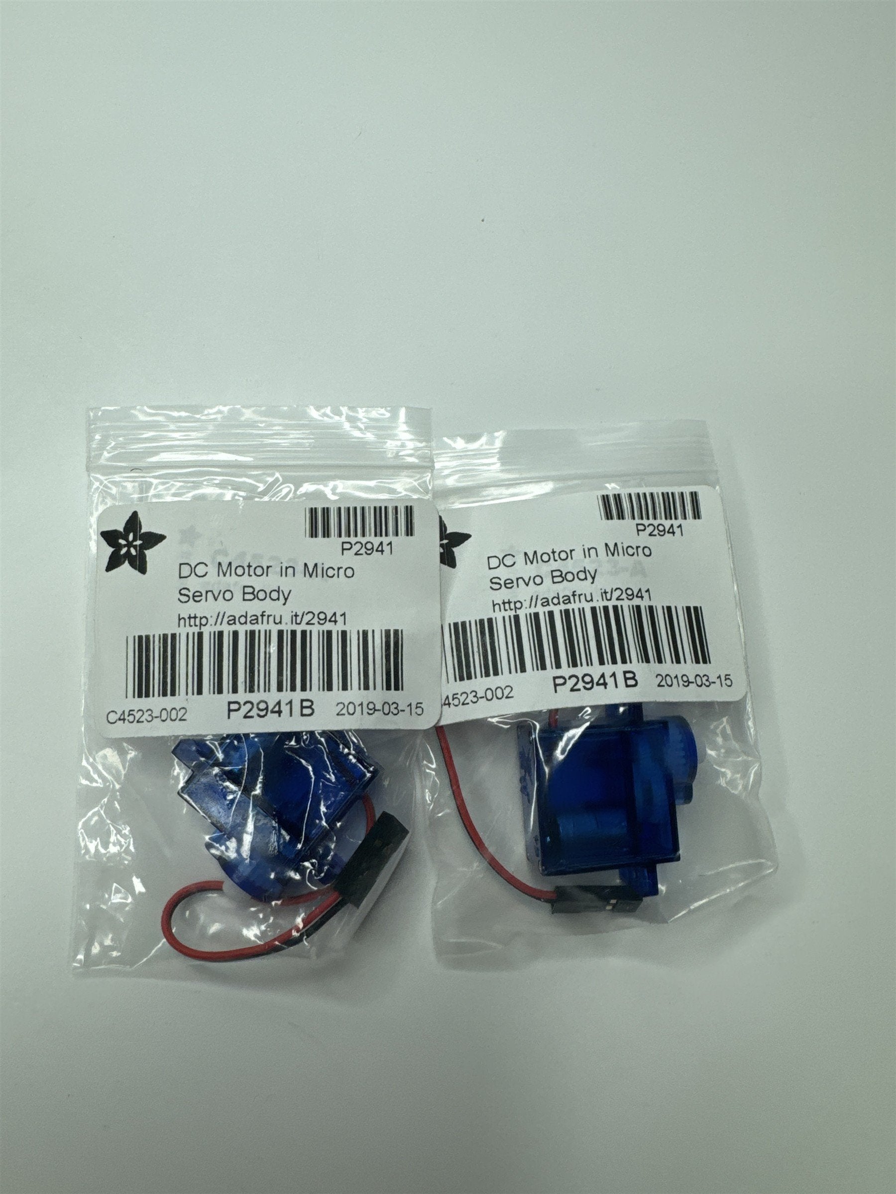 Set of 2 Adafruit DC Motor in Micro Servo Body P2941B