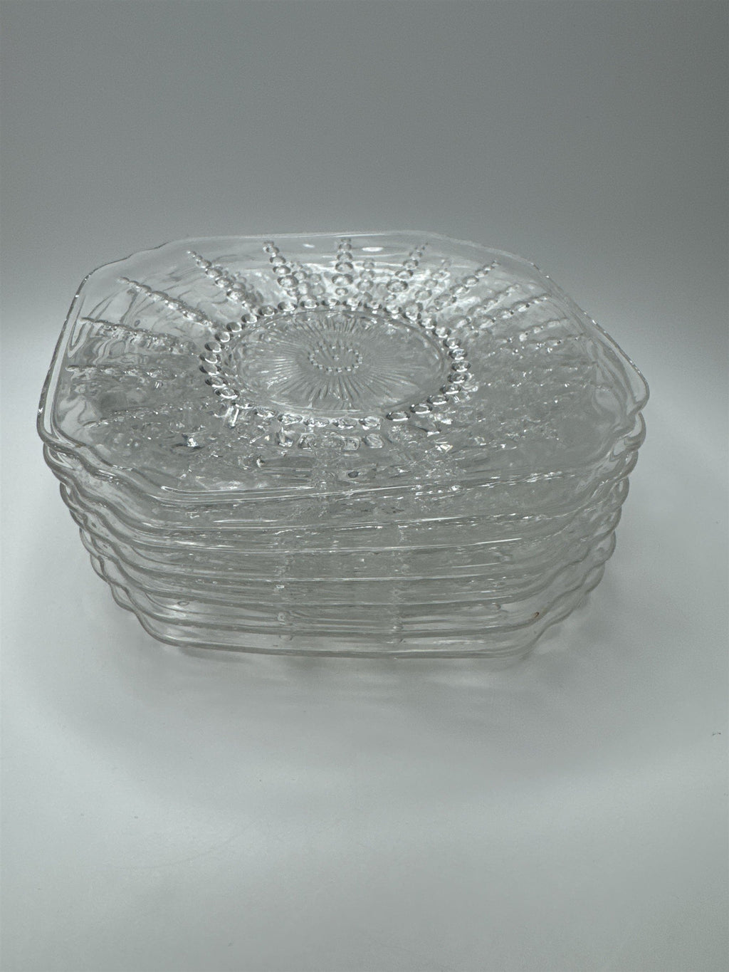 Vintage Federal Clear Glass Columbia 6" Square Dessert/Salad Plate Set of 8