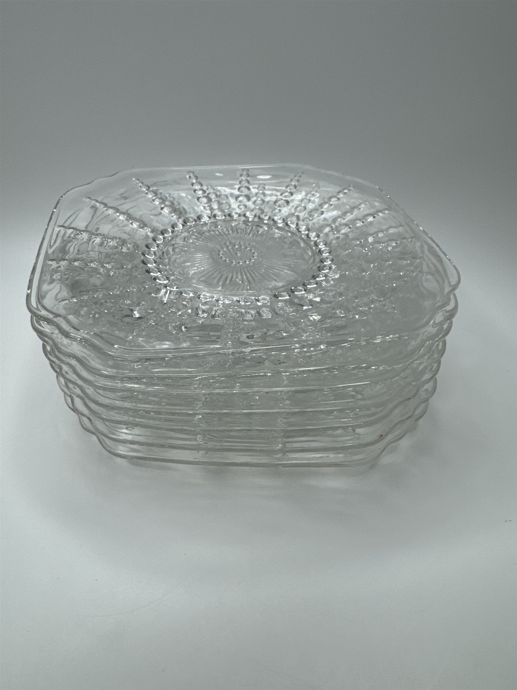 Vintage Federal Clear Glass Columbia 6" Square Dessert/Salad Plate Set of 8