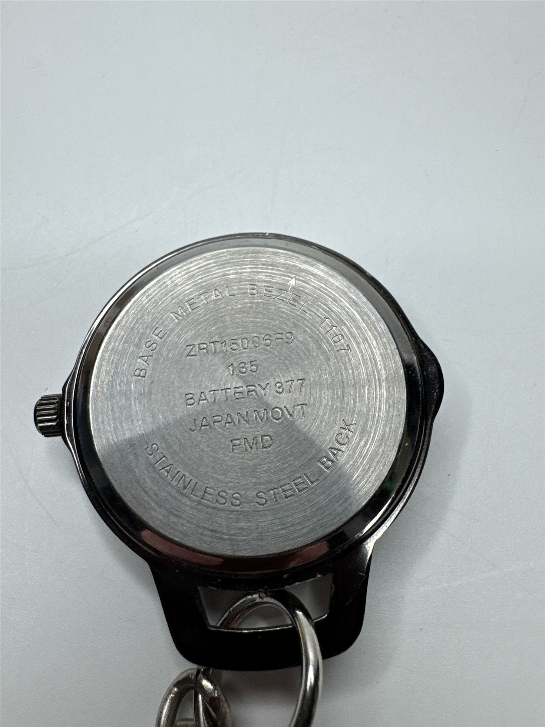 Mens Gunmetal Pocket Watch /w Green Numbers Watch Face and Metal Skull Charm