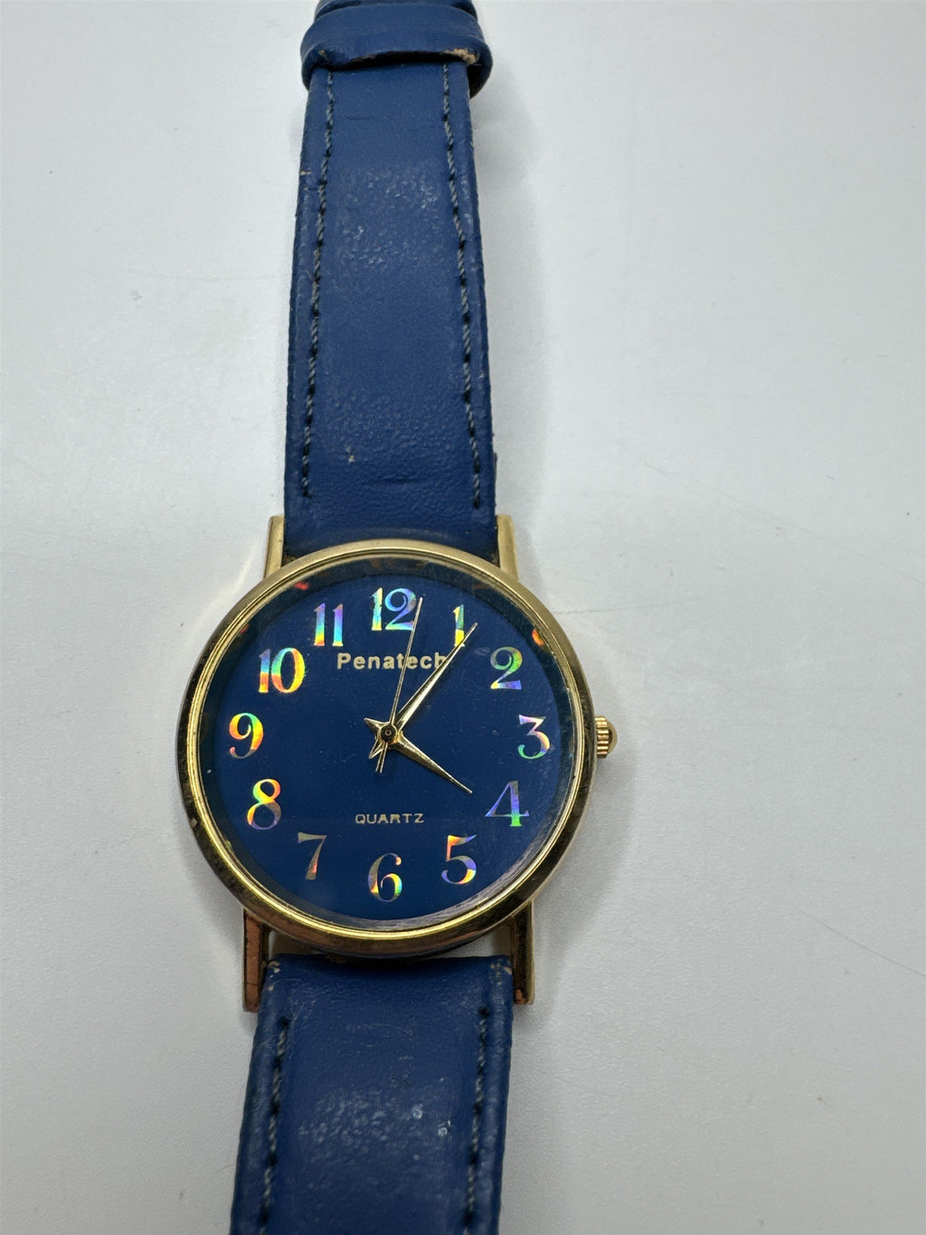 Womens Penatech Wristwratch /w Blue Wristband Gold Metallic Numbers