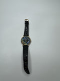 Womens Pieve Nicol Wristwatch Black Textured Wristband /w Black Face Metallic #s
