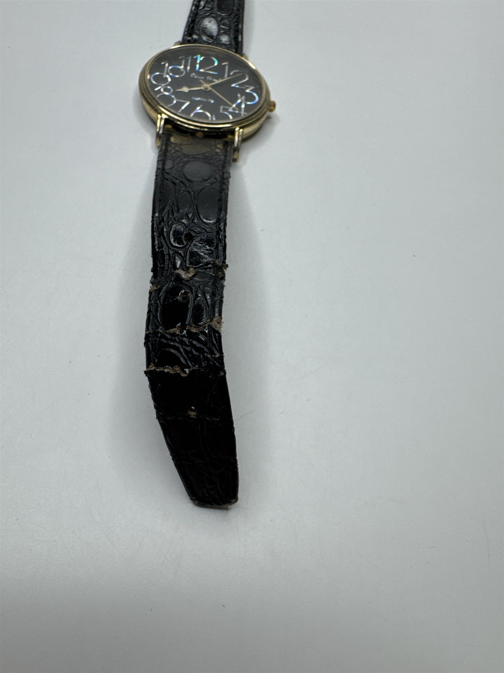 Womens Pieve Nicol Wristwatch Black Textured Wristband /w Black Face Metallic #s
