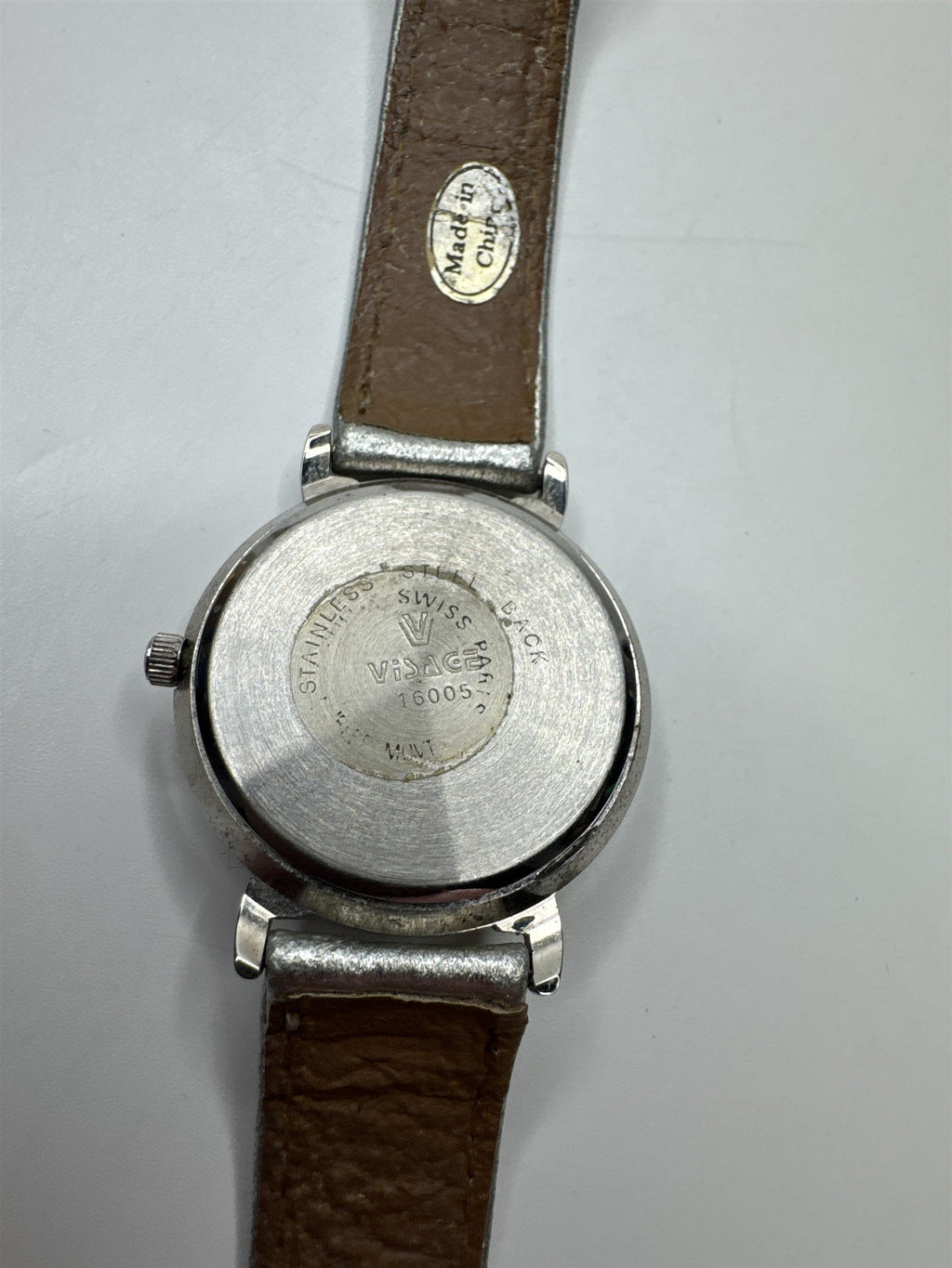 Womens Visage Wristwatch Sparkling Hearts Silver Toned Metallic Wristband