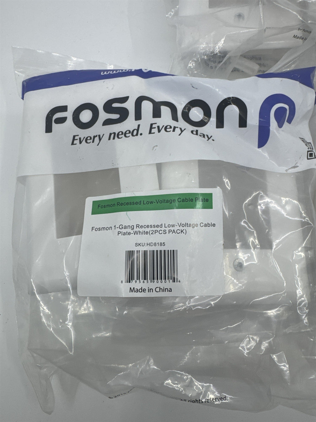 Set of Three Fosmon 1-Gang Recessed Low-Voltage Cable Plate White 2 Piece HD8185