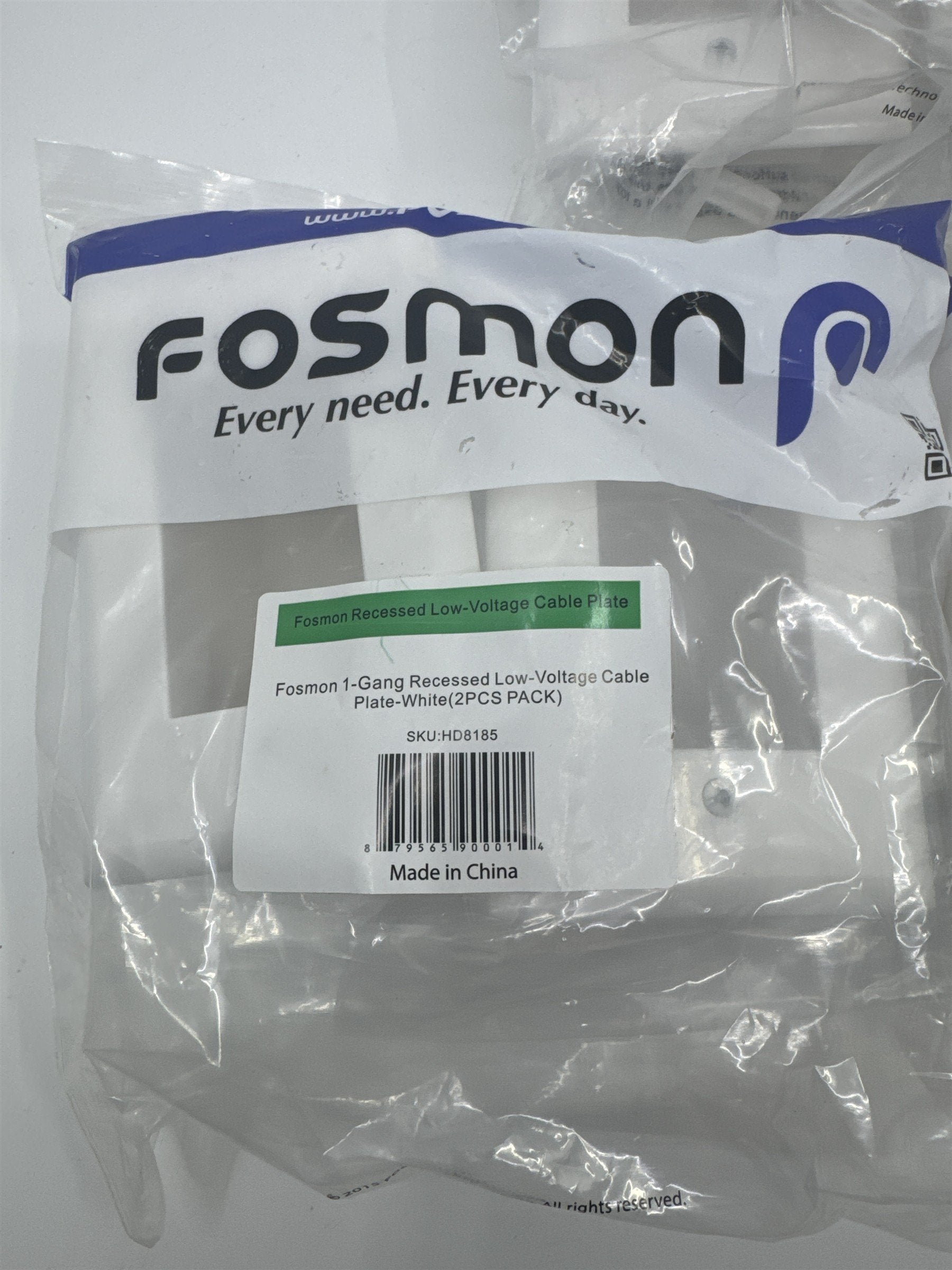 Set of Three Fosmon 1-Gang Recessed Low-Voltage Cable Plate White 2 Piece HD8185