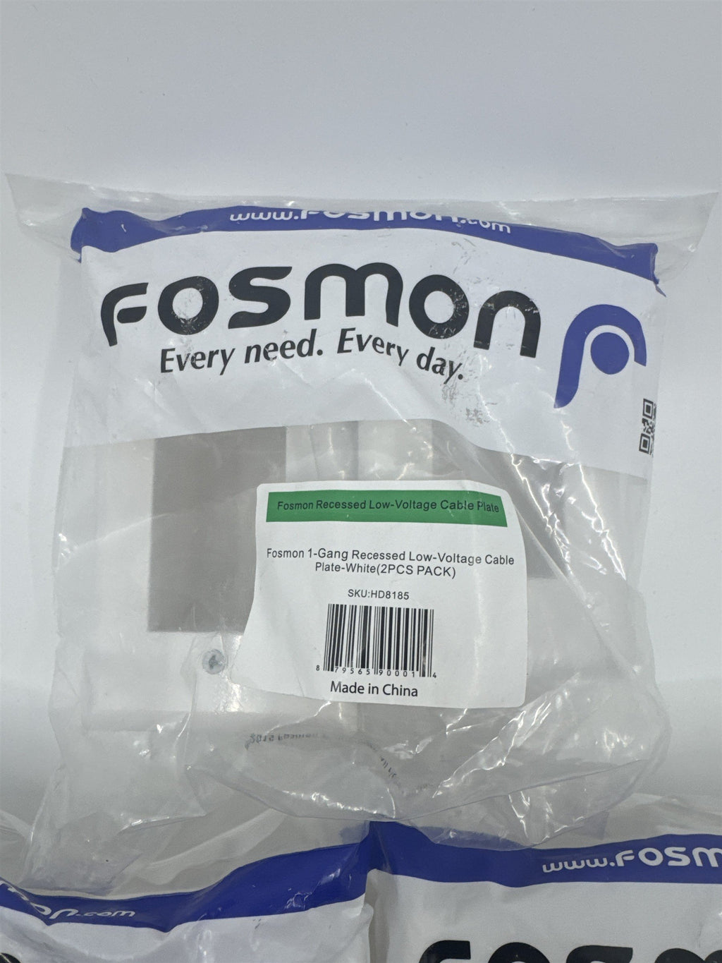 Set of Three Fosmon 1-Gang Recessed Low-Voltage Cable Plate White 2 Piece HD8185