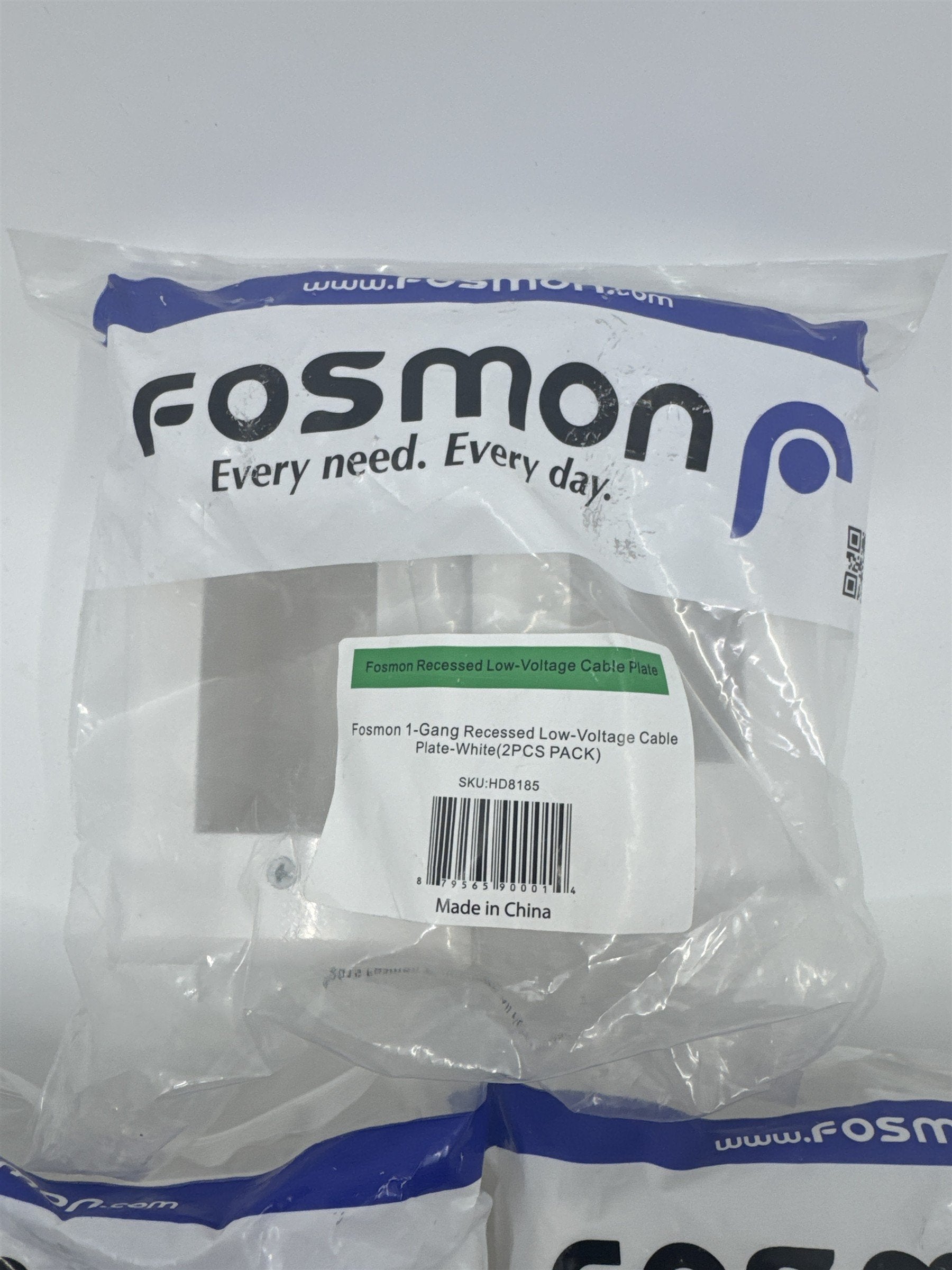 Set of Three Fosmon 1-Gang Recessed Low-Voltage Cable Plate White 2 Piece HD8185