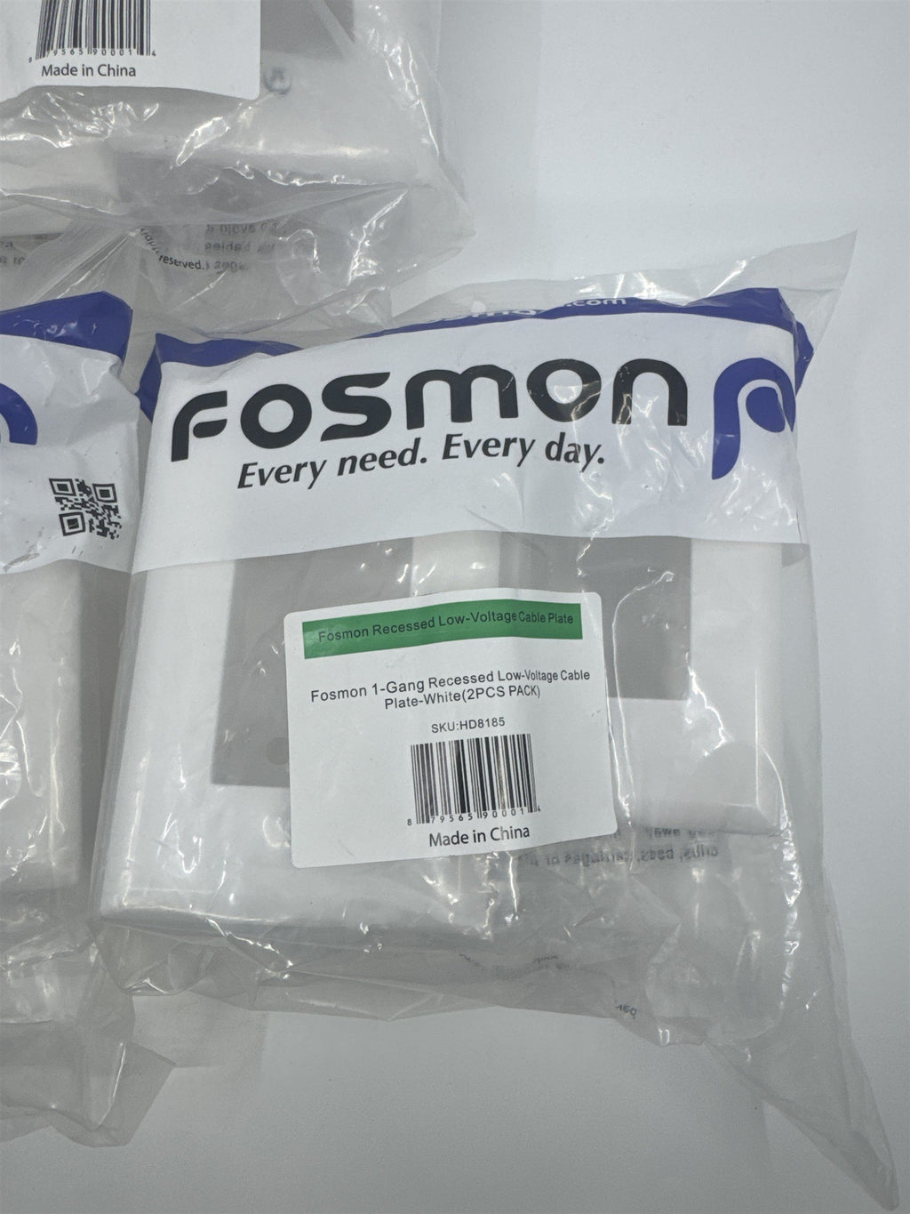 Set of Three Fosmon 1-Gang Recessed Low-Voltage Cable Plate White 2 Piece HD8185