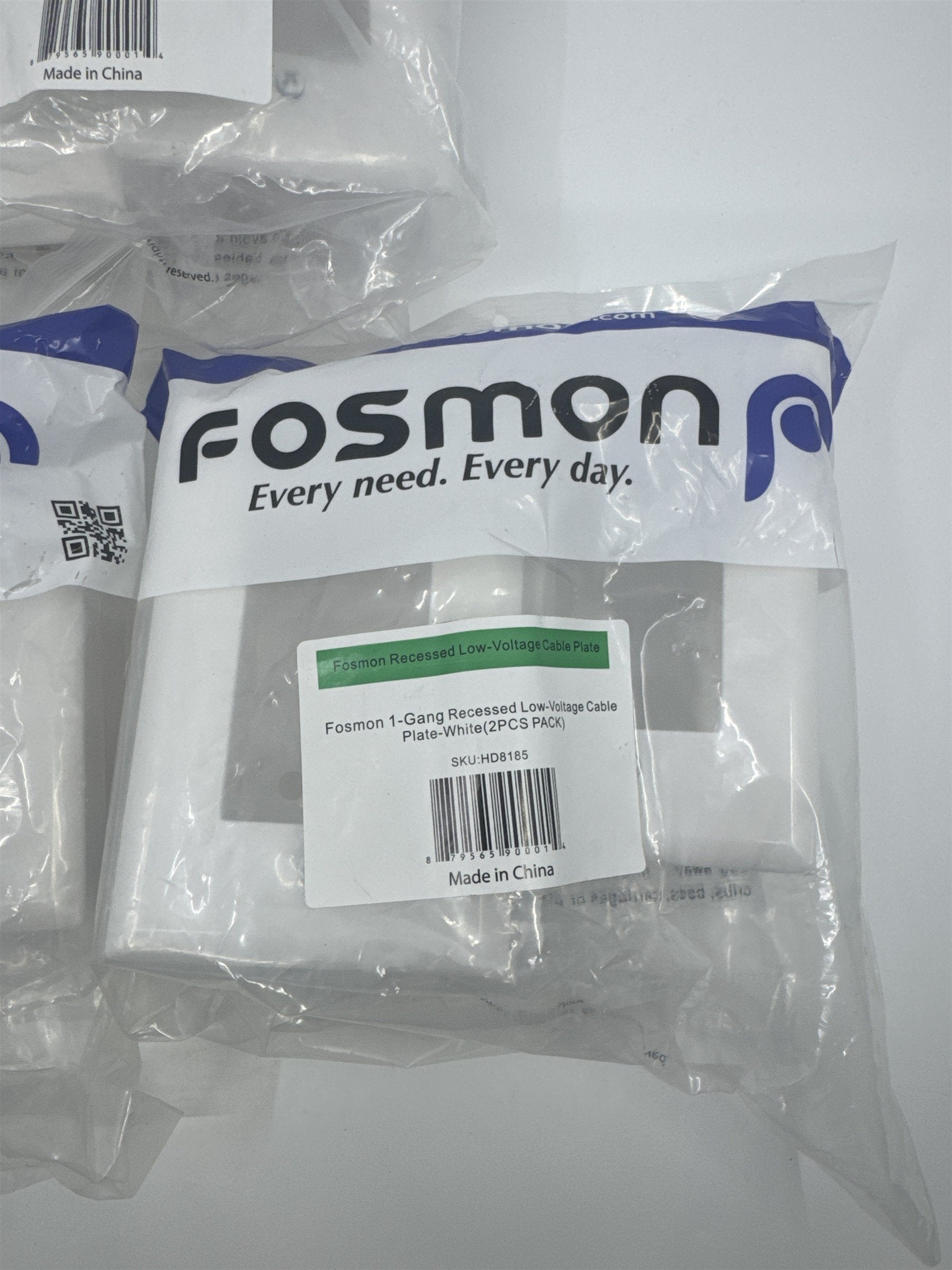 Set of Three Fosmon 1-Gang Recessed Low-Voltage Cable Plate White 2 Piece HD8185
