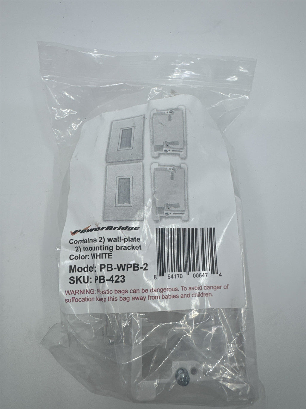 PowerBridge White Wall Plate and Mounting Bracket 1 Of Set