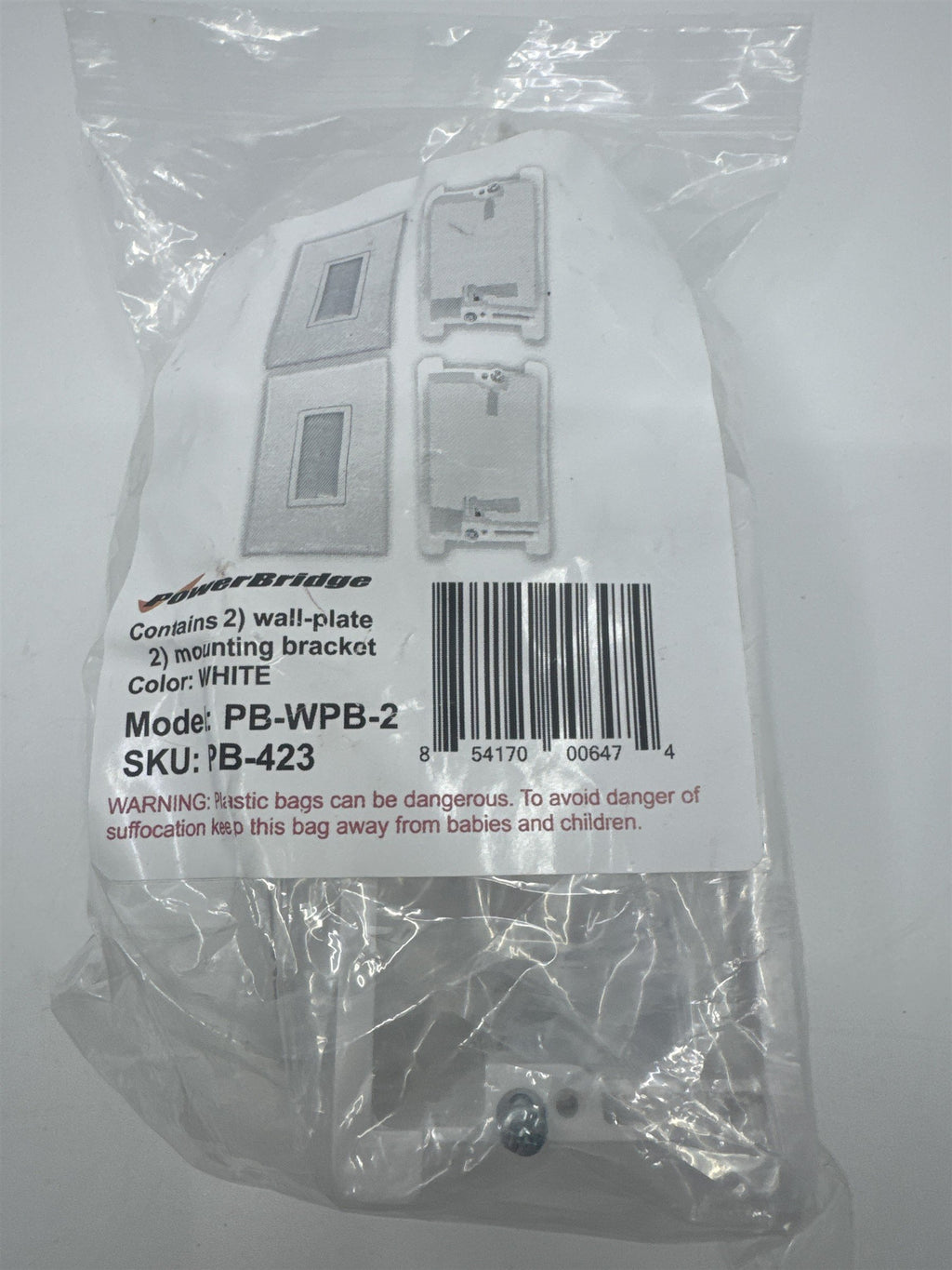 PowerBridge White Wall Plate and Mounting Bracket 1 Of Set