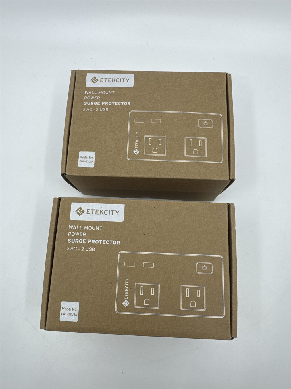 Set of Two Etekcity Wall Mount Power Surge Protectors 2 AC-2 USB Model EW1-22USA