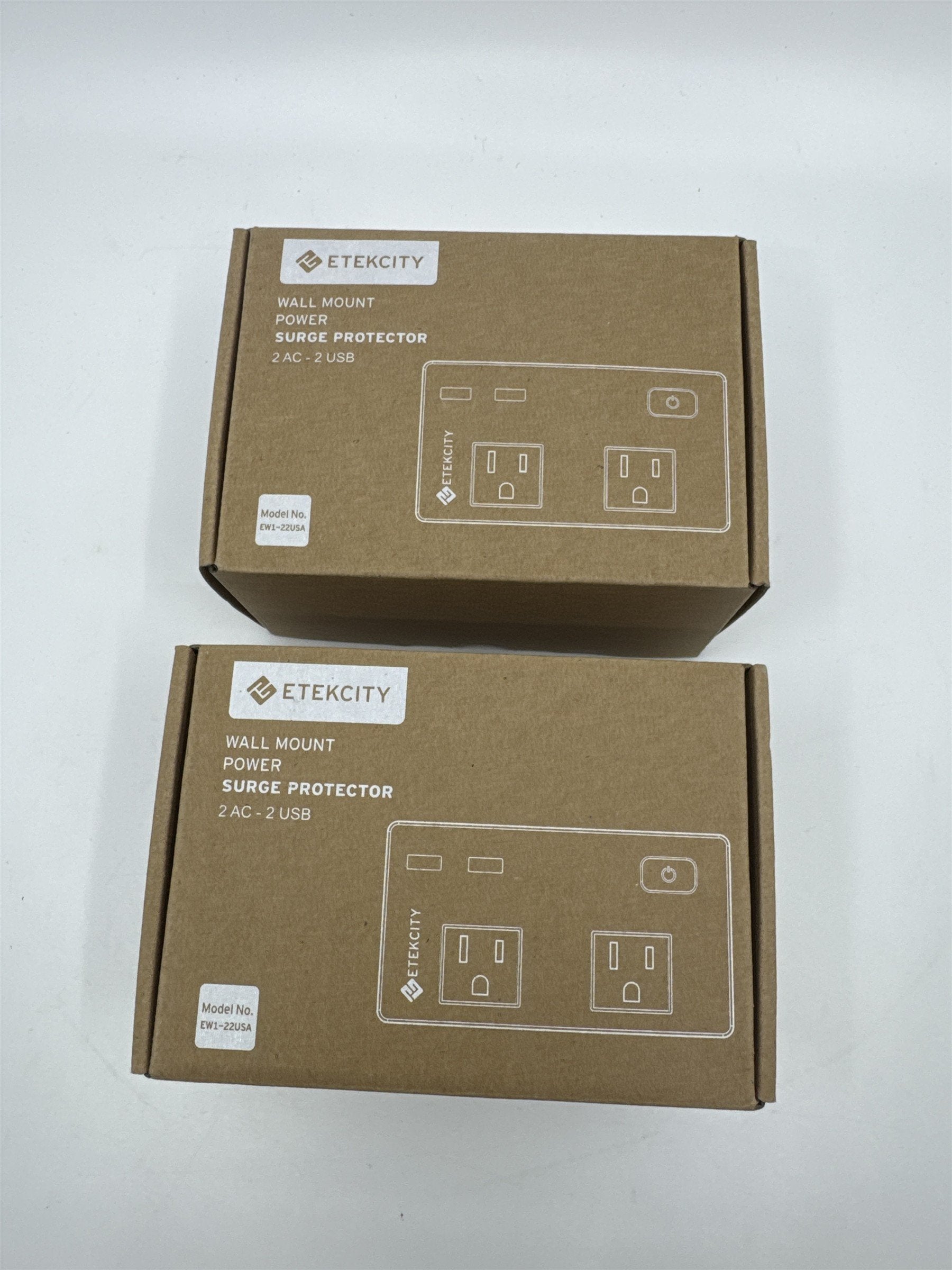Set of Two Etekcity Wall Mount Power Surge Protectors 2 AC-2 USB Model EW1-22USA
