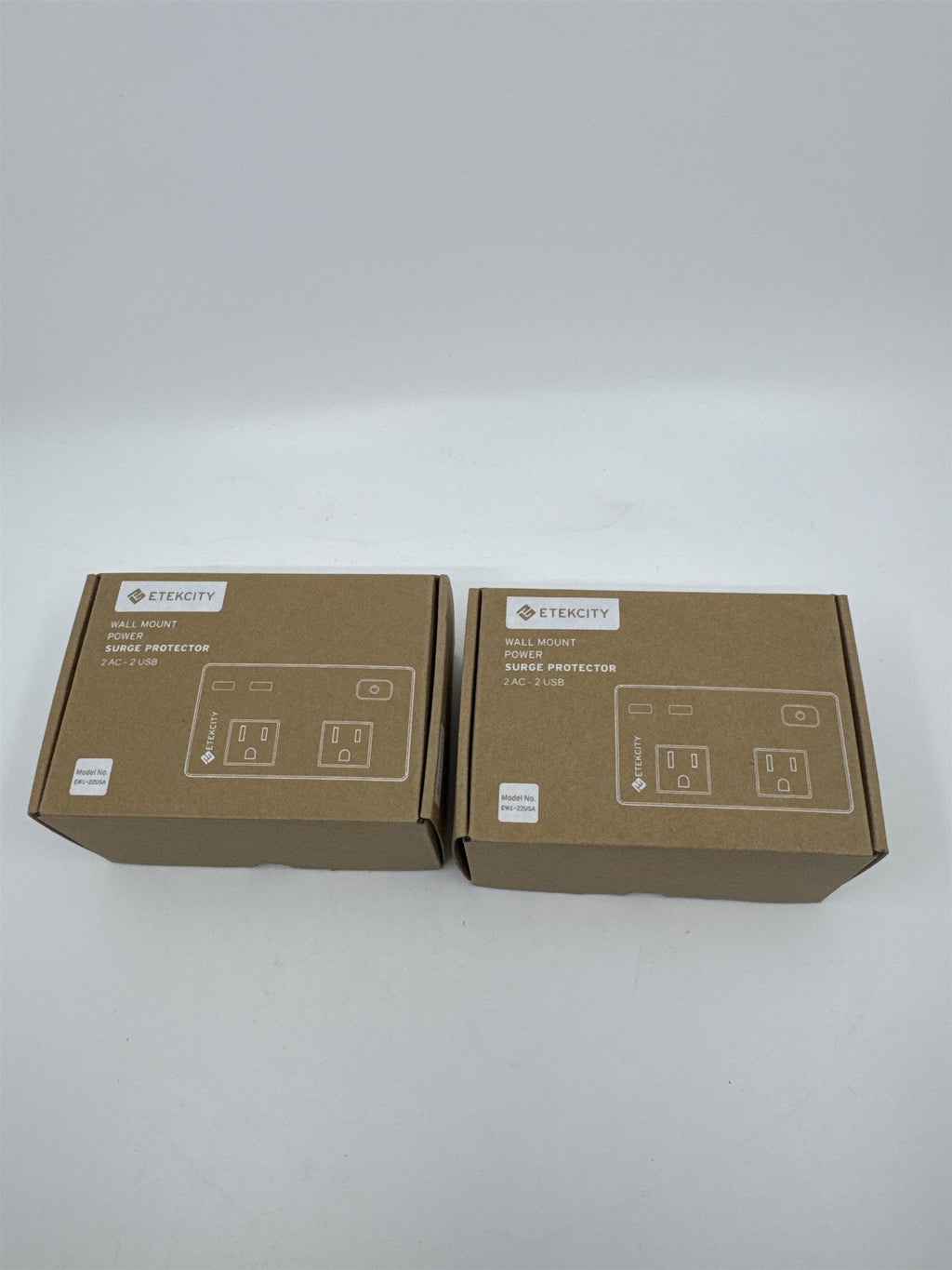 Set of Two Etekcity Wall Mount Power Surge Protectors 2 AC-2 USB Model EW1-22USA