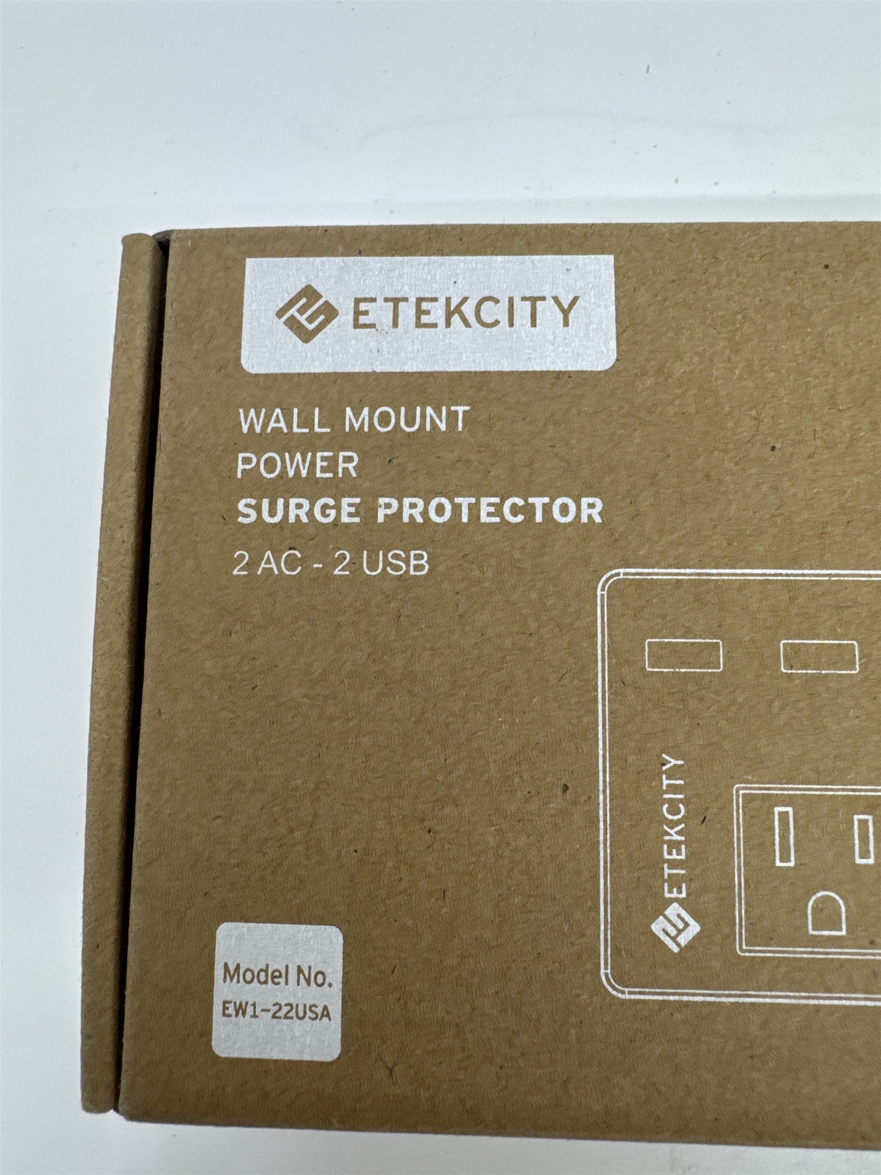 Set of Two Etekcity Wall Mount Power Surge Protectors 2 AC-2 USB Model EW1-22USA