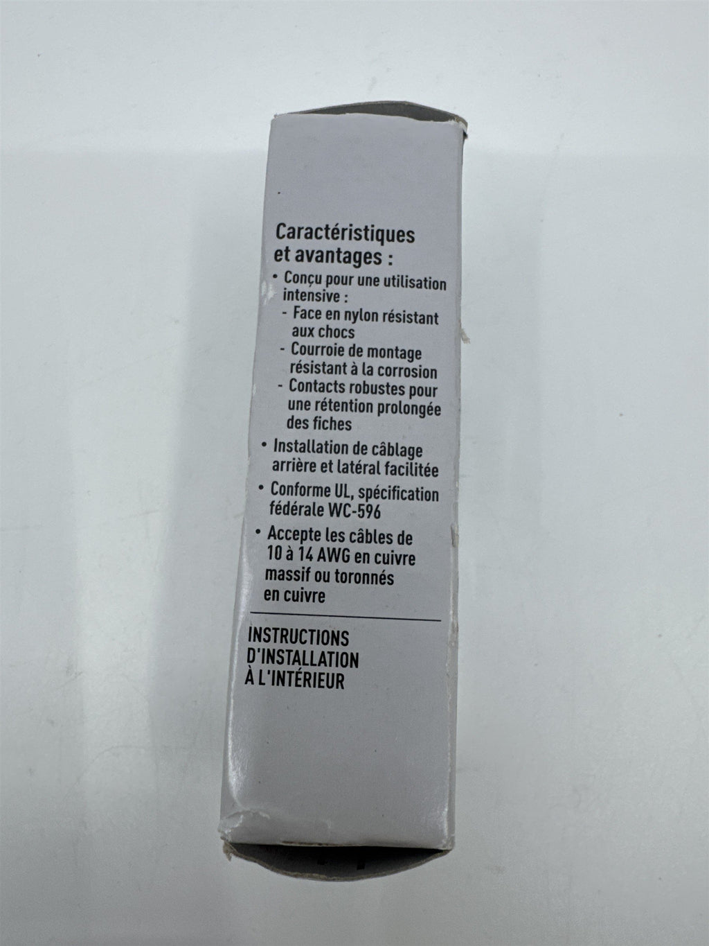 Legrand Commercial Duplex Outlet Back and Side Wire 20 AMP 125V