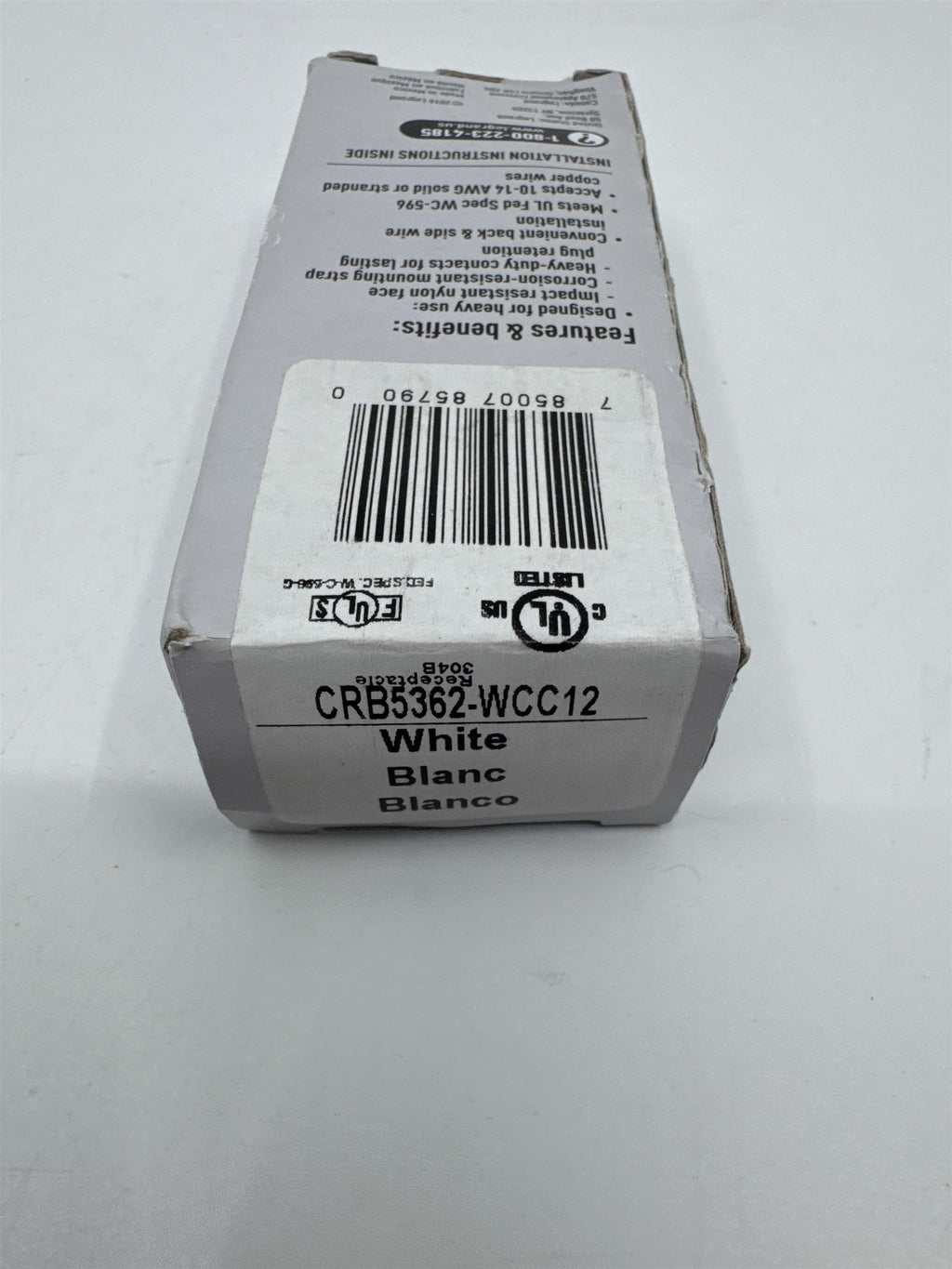 Legrand Commercial Duplex Outlet Back and Side Wire 20 AMP 125V