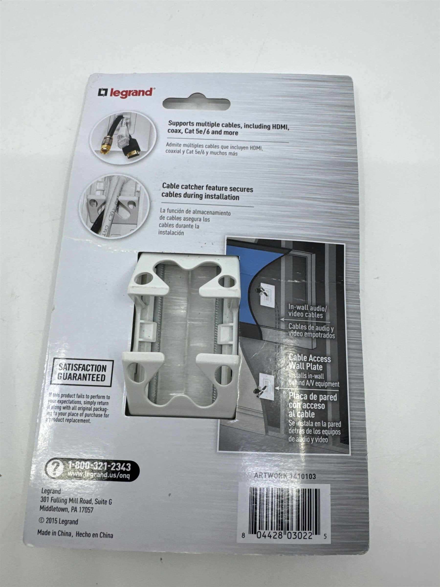 Legrand Cable Access Wall Plate White WP1014-WH-V1 Hides Multiple Cables