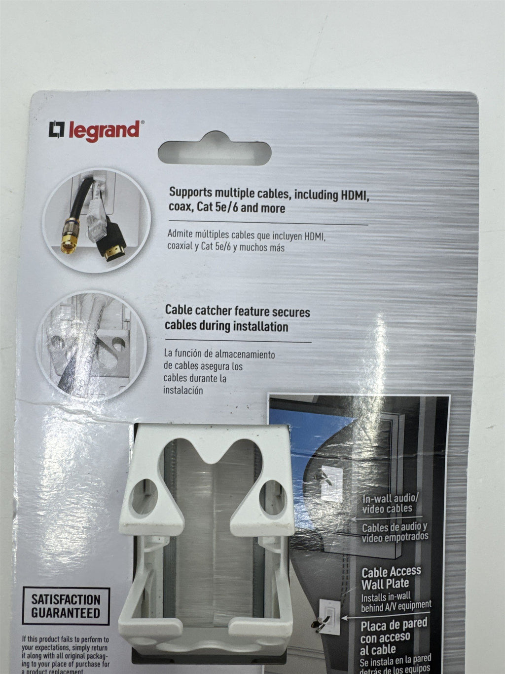 Legrand Cable Access Wall Plate White WP1014-WH-V1 Hides Multiple Cables
