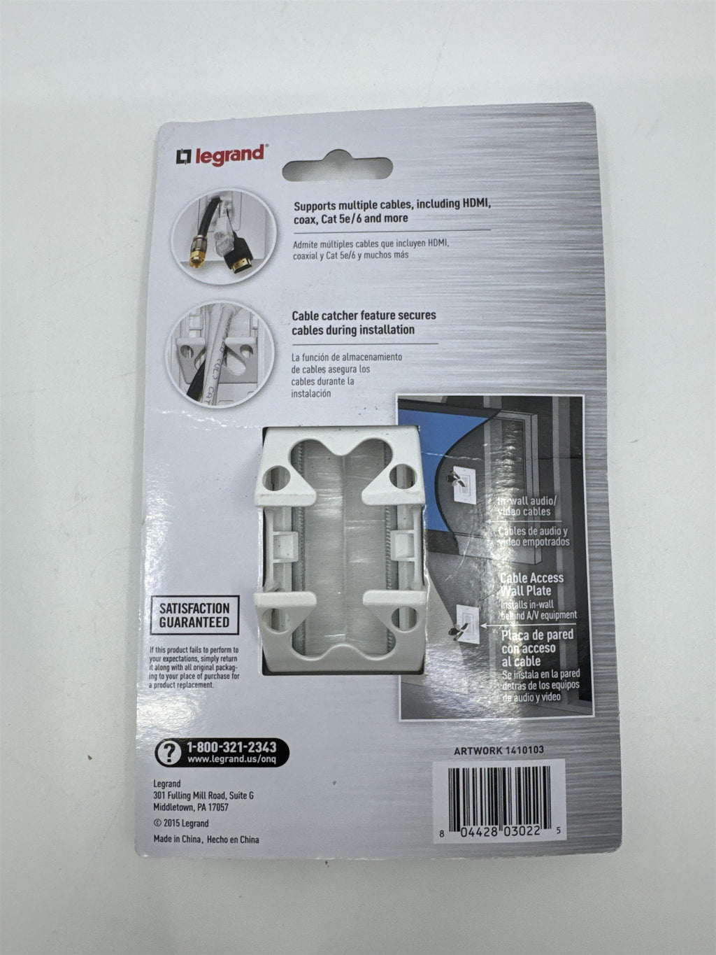 Legrand Cable Access Wall Plate White WP1014-WH-V1 Hides Multiple Cables
