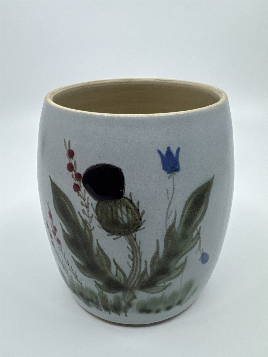 Vintage Thistle Buchan Portobello Stoneware Floral Vase Made In Scotland