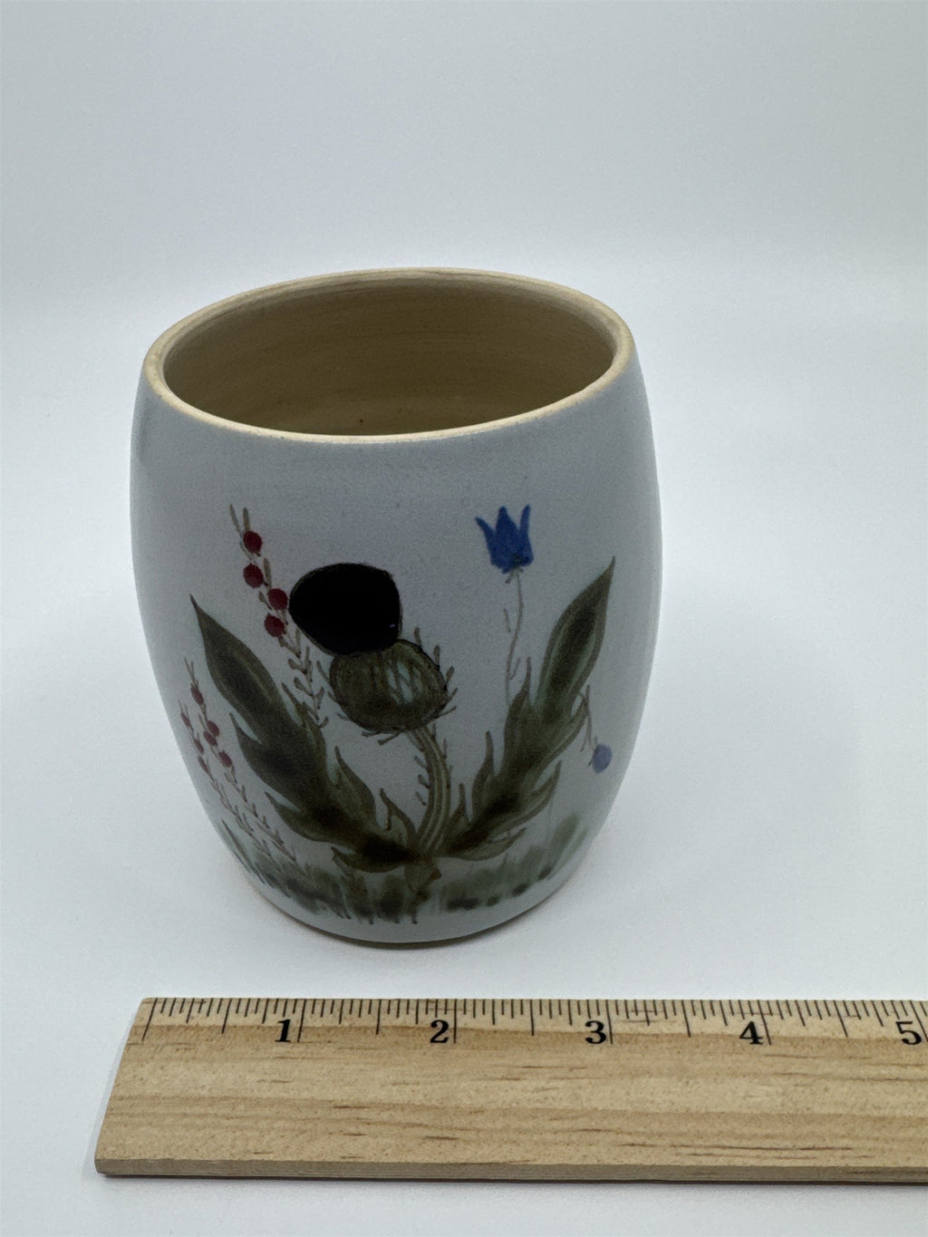 Vintage Thistle Buchan Portobello Stoneware Floral Vase Made In Scotland