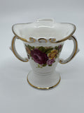 Vintage Brinton Bone China Miniature White and Gold Floral Vase