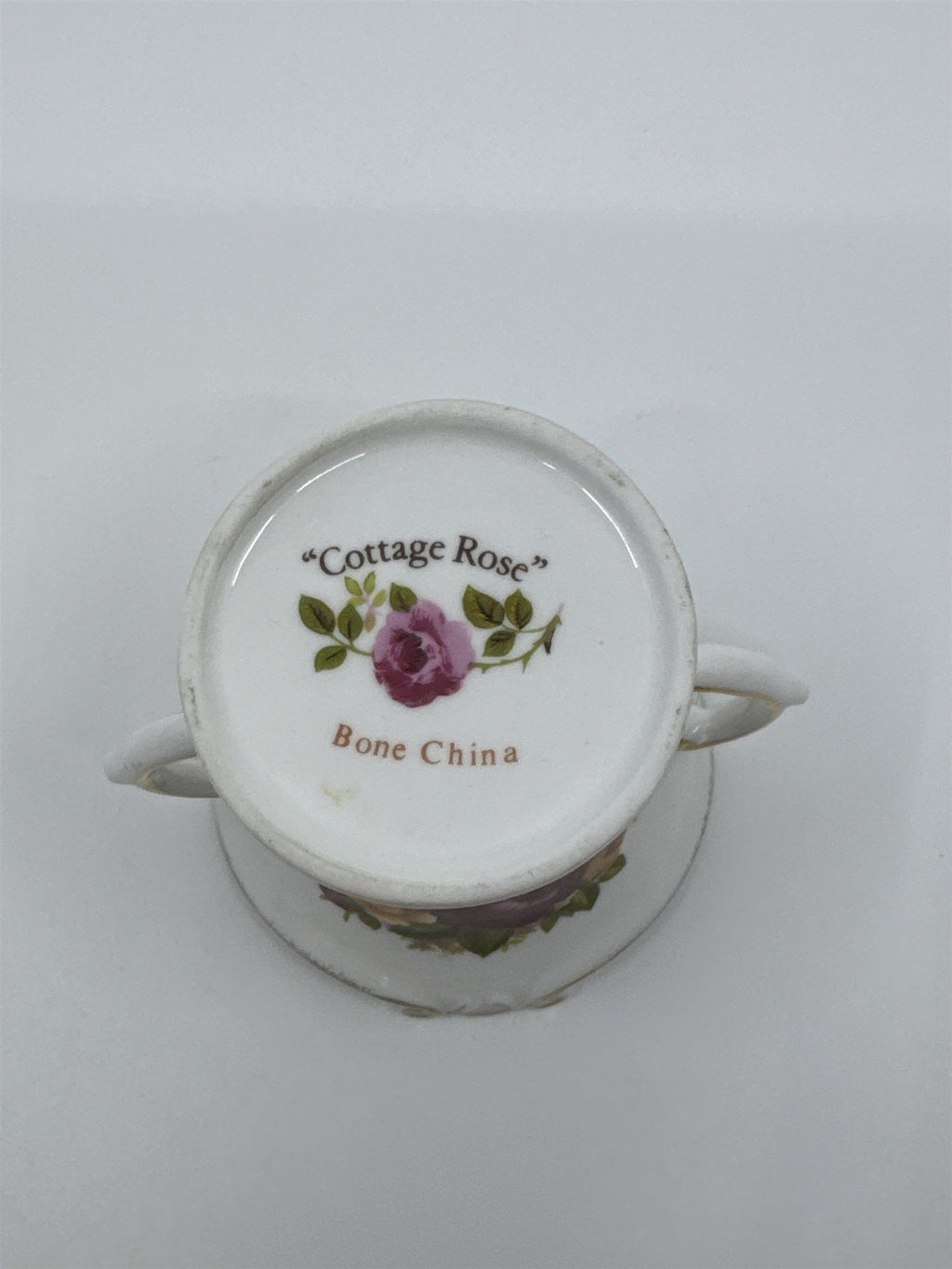 Vintage Brinton Bone China Miniature White and Gold Floral Vase
