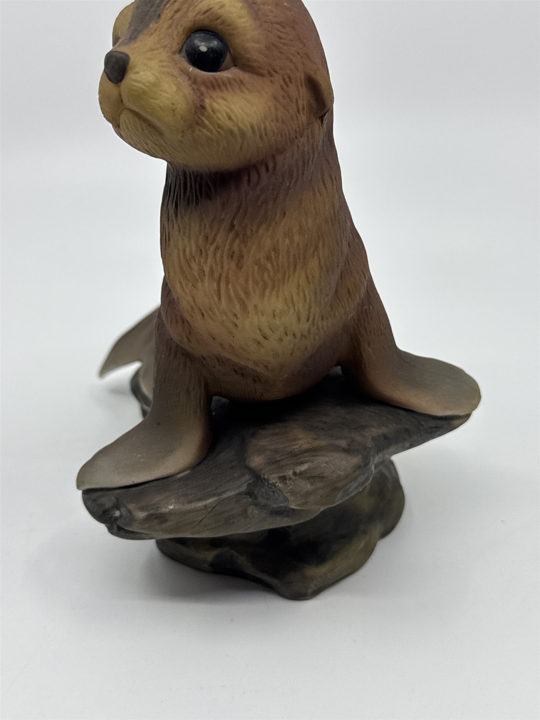 Vintage Masterpiece By Homco Porcelain Baby Seal Pup on Rock Home Decor