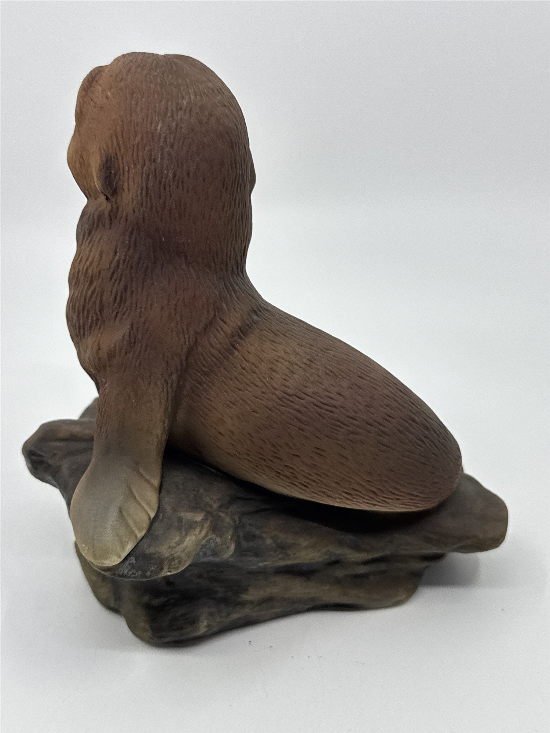 Vintage Masterpiece By Homco Porcelain Baby Seal Pup on Rock Home Decor