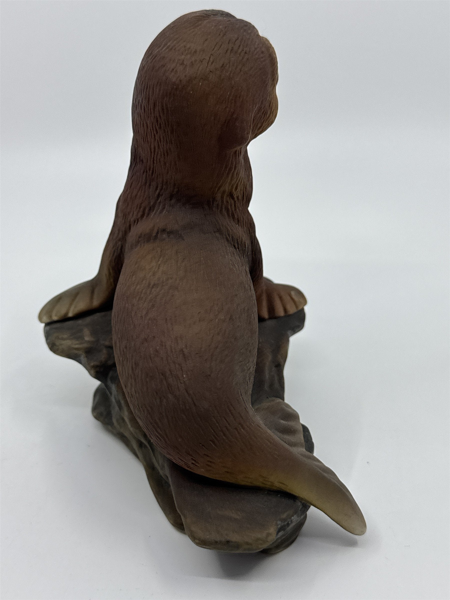 Vintage Masterpiece By Homco Porcelain Baby Seal Pup on Rock Home Decor