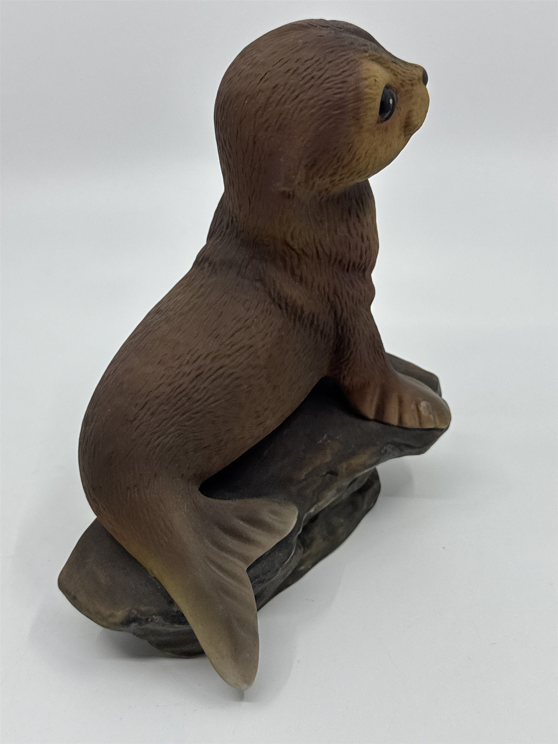 Vintage Masterpiece By Homco Porcelain Baby Seal Pup on Rock Home Decor