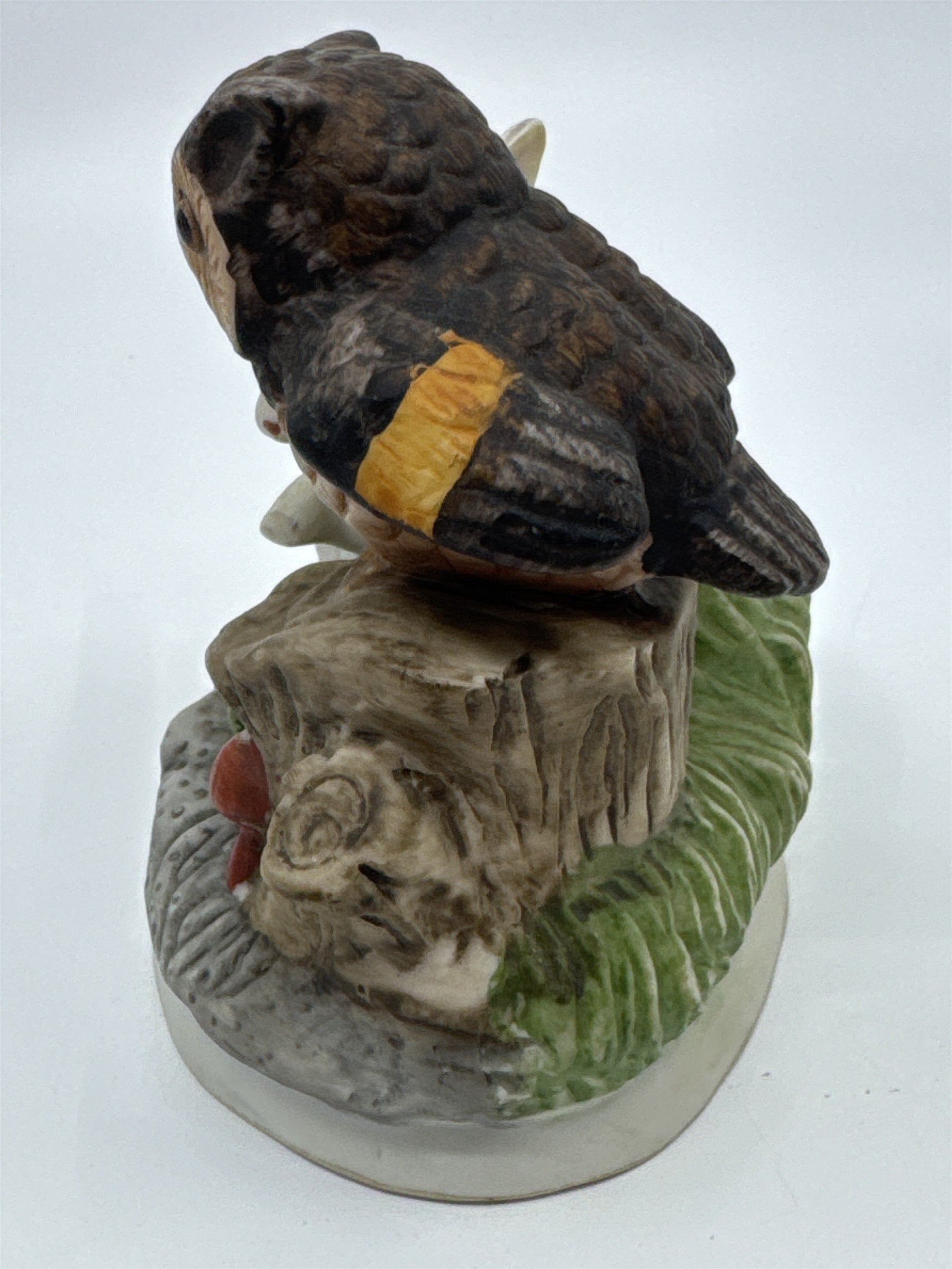 Vintage Woodland Creatures Figurine Owl On Tree Stump and Bunny W/ Carrots