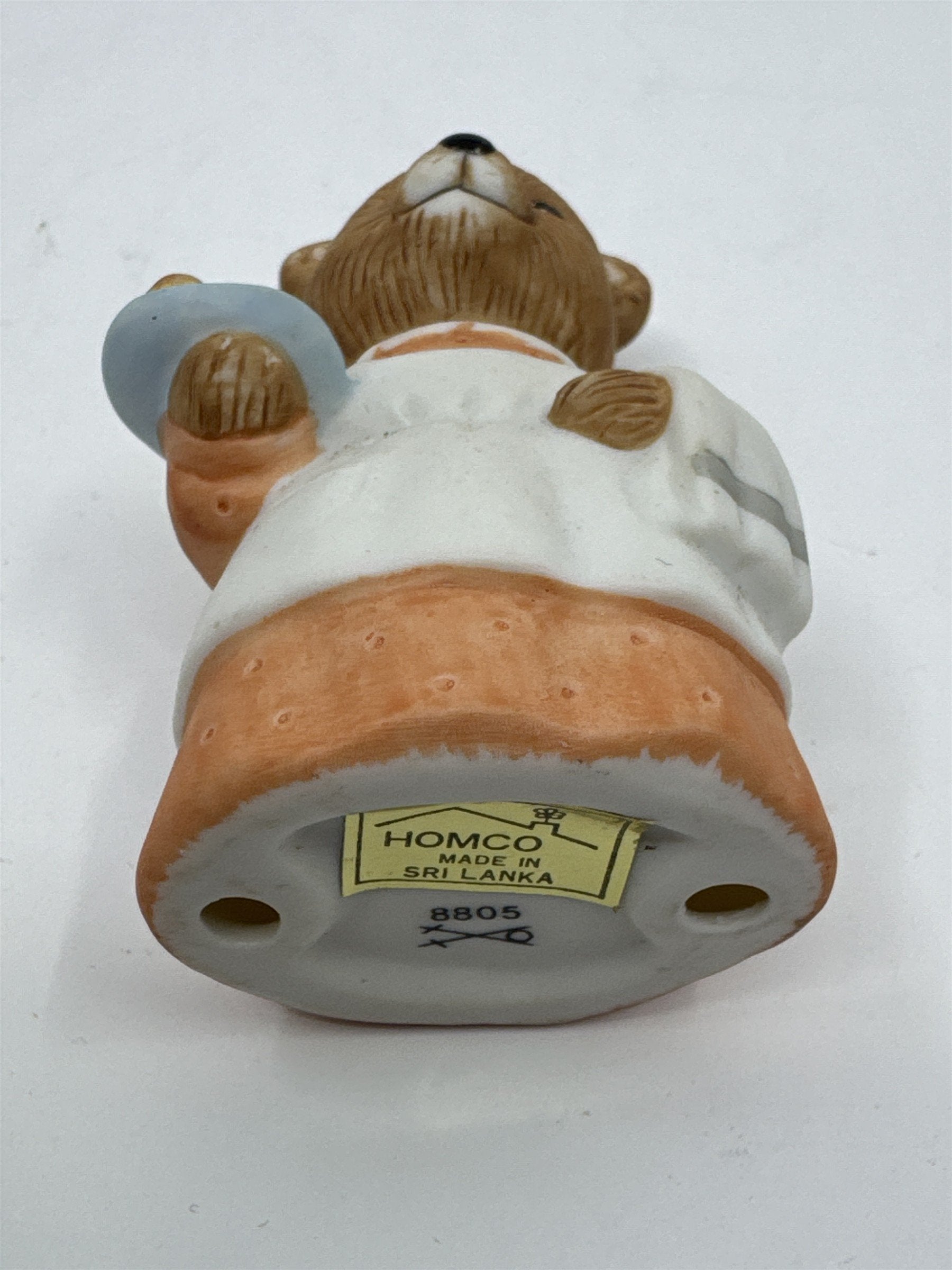 Vintage Homco Porcelain Bear Maid/Mother With Apron Figurine #8805