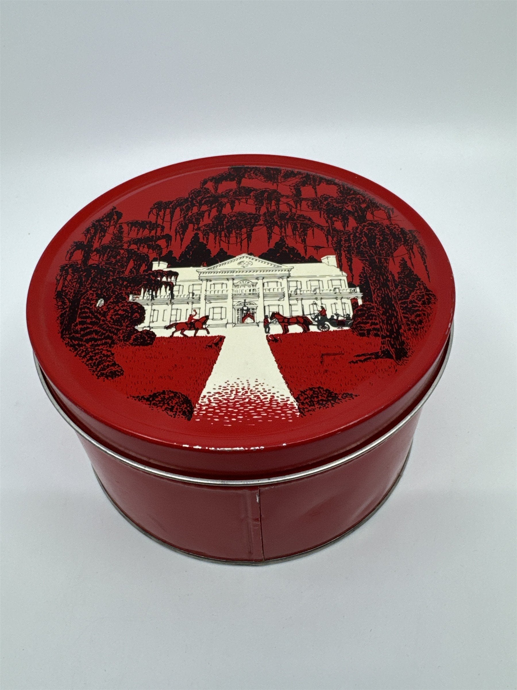 Vintage Virginia Lee Hard Candy Mix Red Empty Advertising Container Tin
