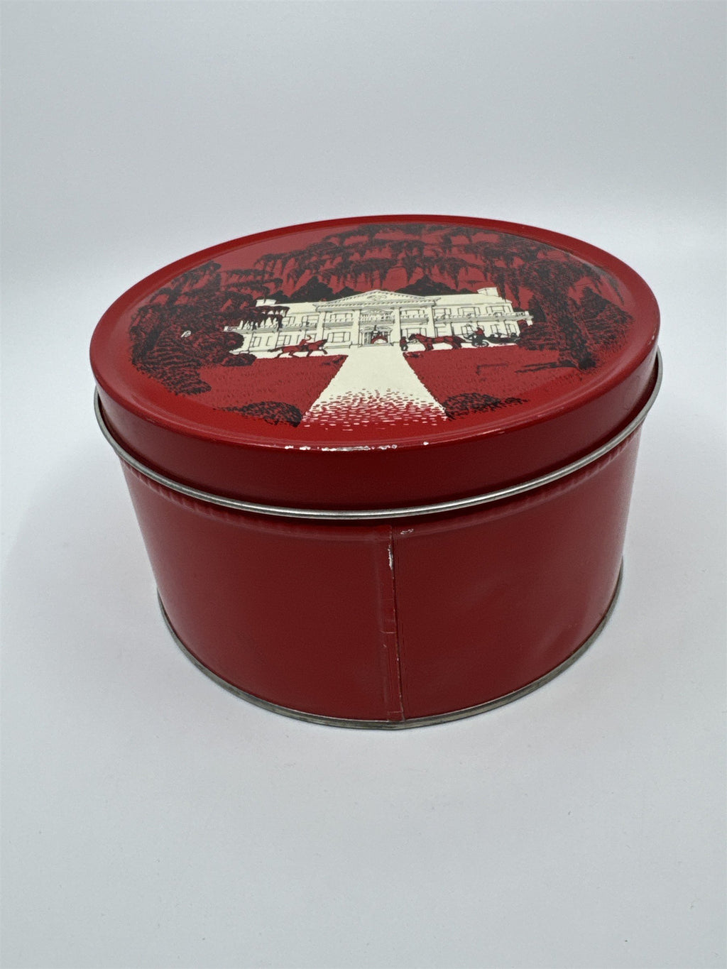 Vintage Virginia Lee Hard Candy Mix Red Empty Advertising Container Tin