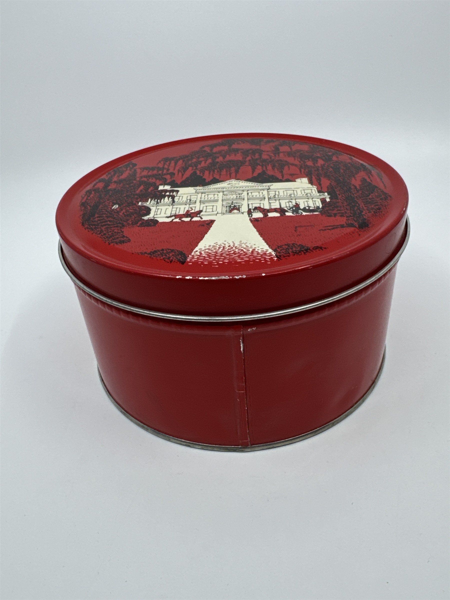 Vintage Virginia Lee Hard Candy Mix Red Empty Advertising Container Tin