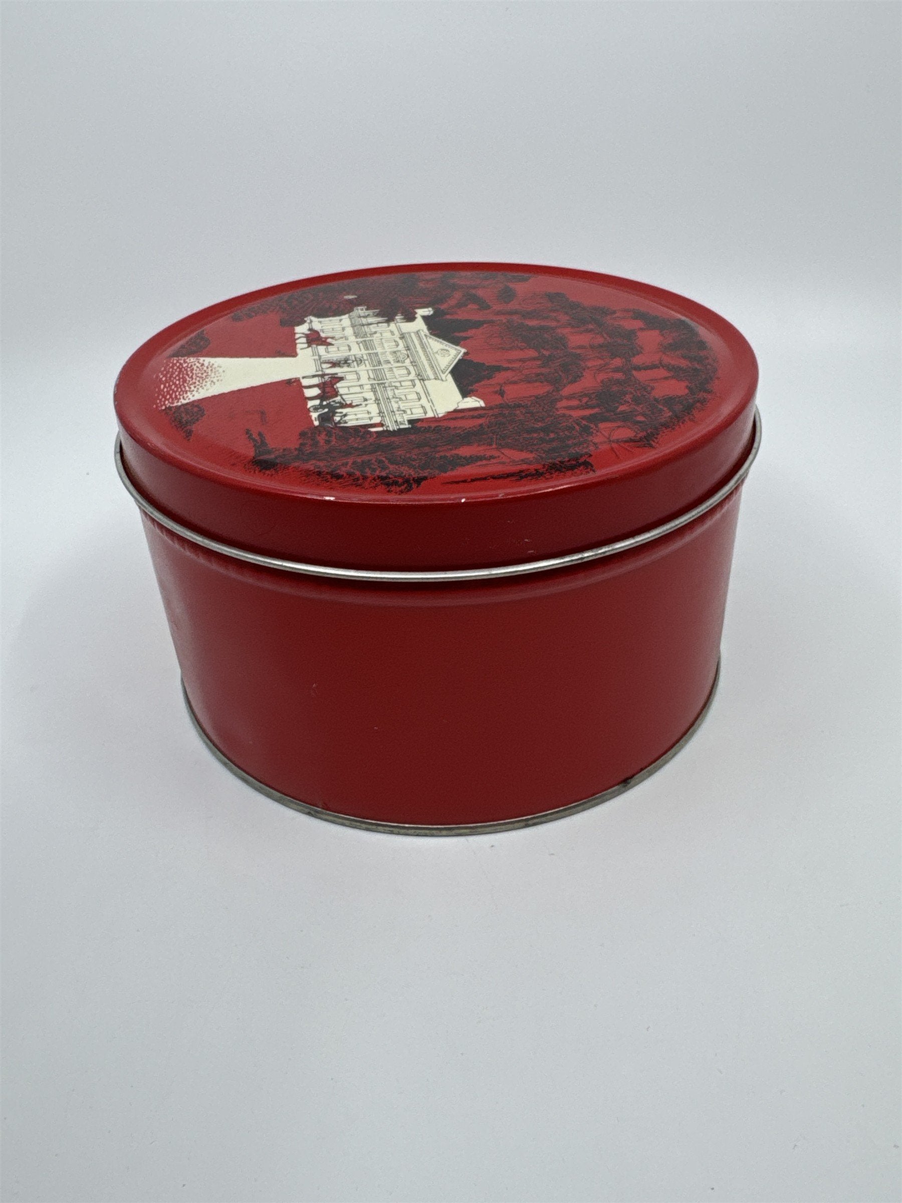 Vintage Virginia Lee Hard Candy Mix Red Empty Advertising Container Tin