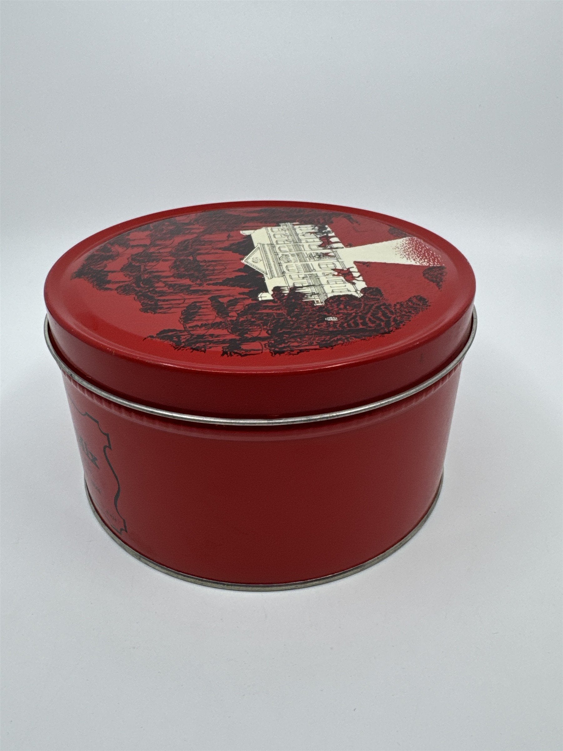 Vintage Virginia Lee Hard Candy Mix Red Empty Advertising Container Tin