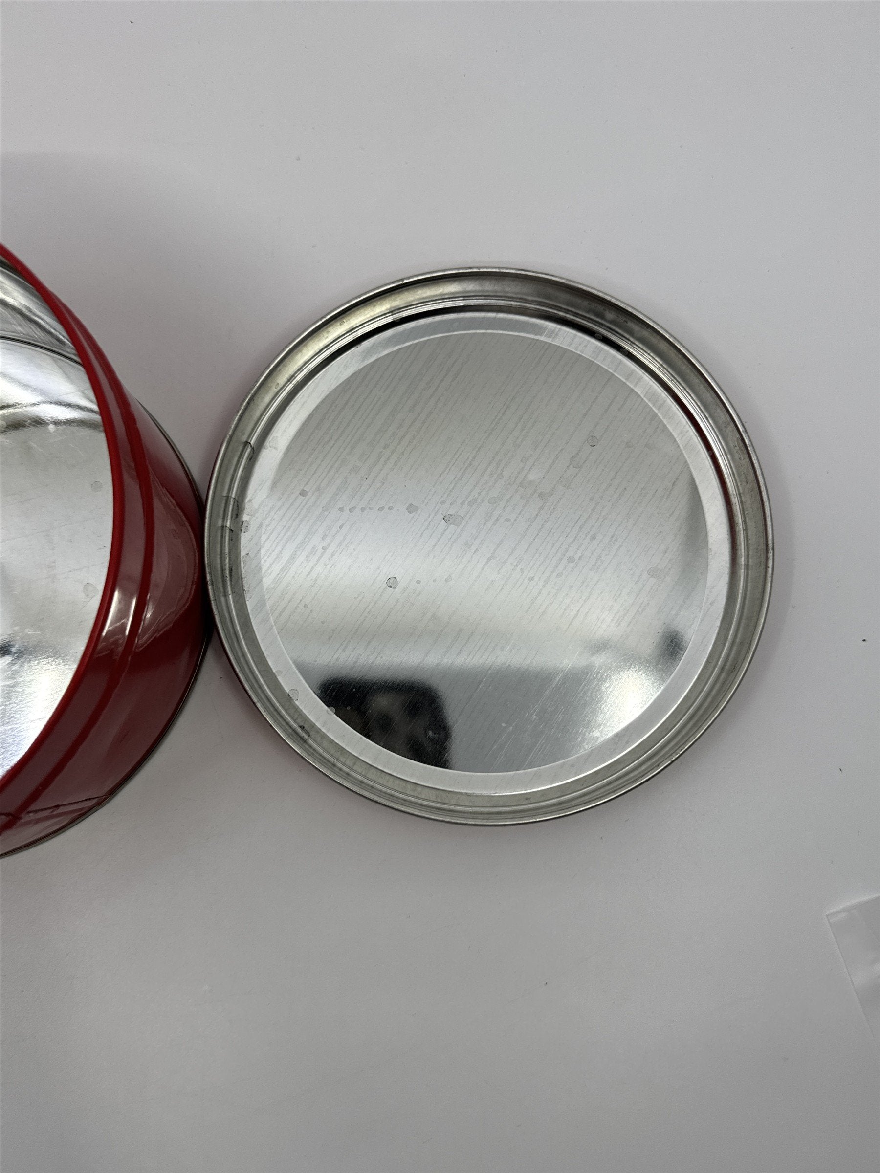 Vintage Virginia Lee Hard Candy Mix Red Empty Advertising Container Tin
