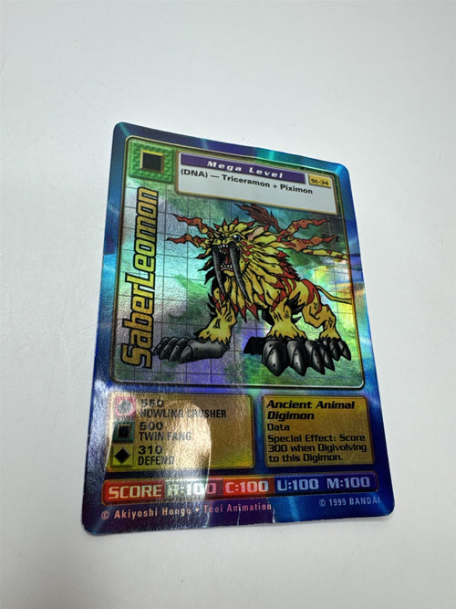 Digimon CCG Digi-Battle SaberLeomon ST-34 1999 Holo Rare Vintage Card (Crumbled)
