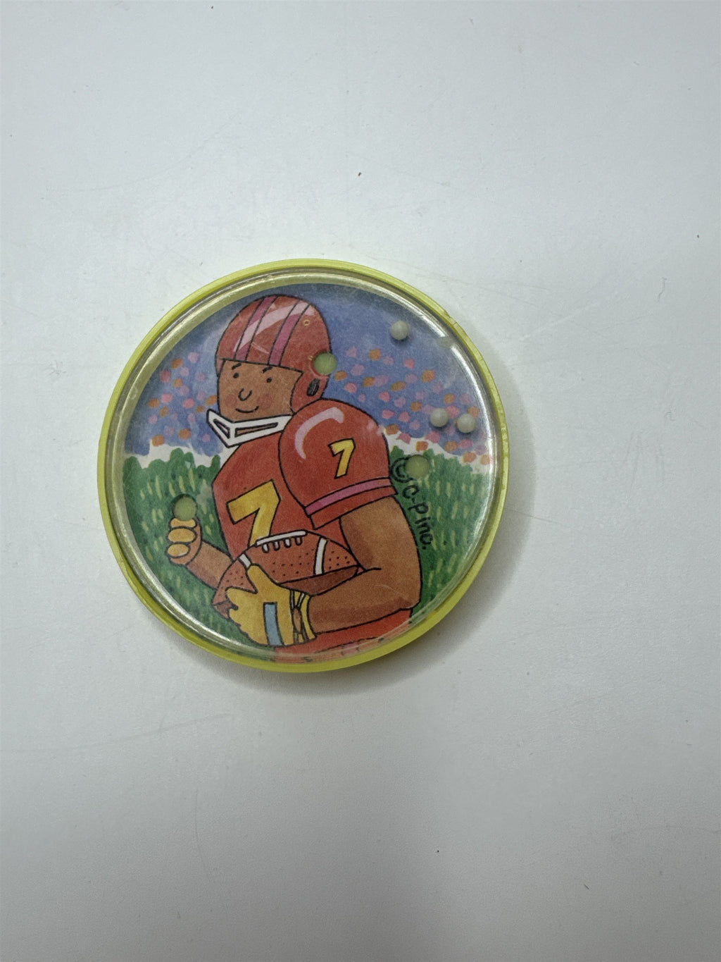 Vintage C. Pino Football Player Mini Ball Puzzle Toy Retro Kids Game