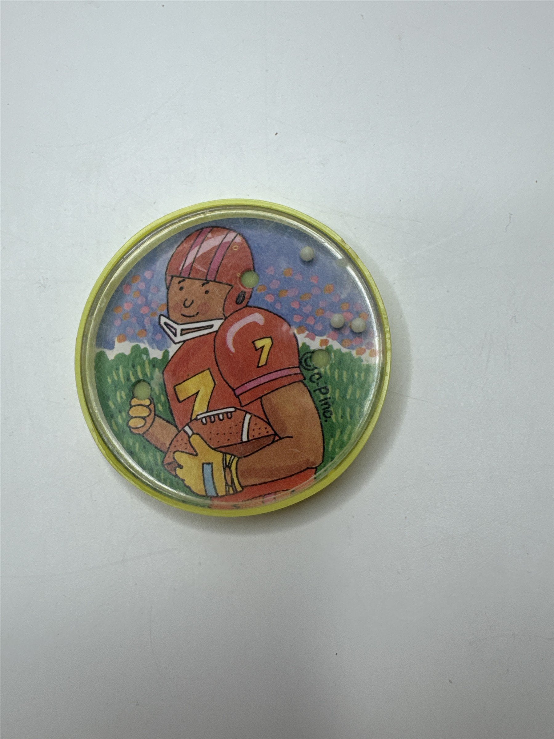 Vintage C. Pino Football Player Mini Ball Puzzle Toy Retro Kids Game